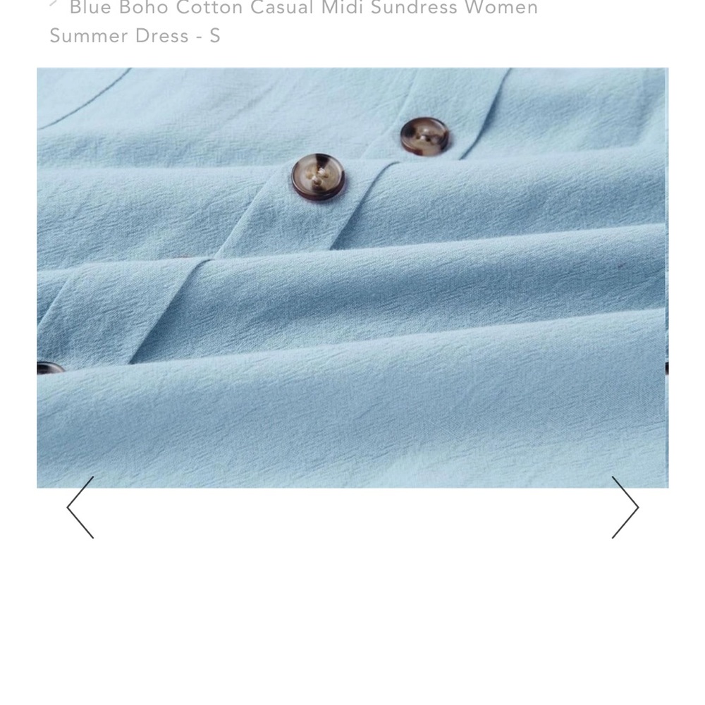 NWOT. Blue cotton summer midi dress. Not worn. Two pockets. Spaghetti straps - Picture 5 of 11
